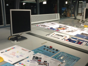 A production desk at a printing press